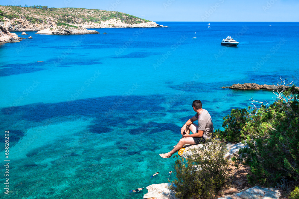 Ibiza Punta de Xarraca turquoise beach paradise in Balearic Isla