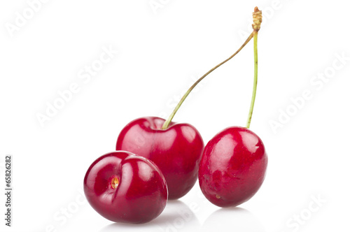 Fresh Cherry close up on the white background