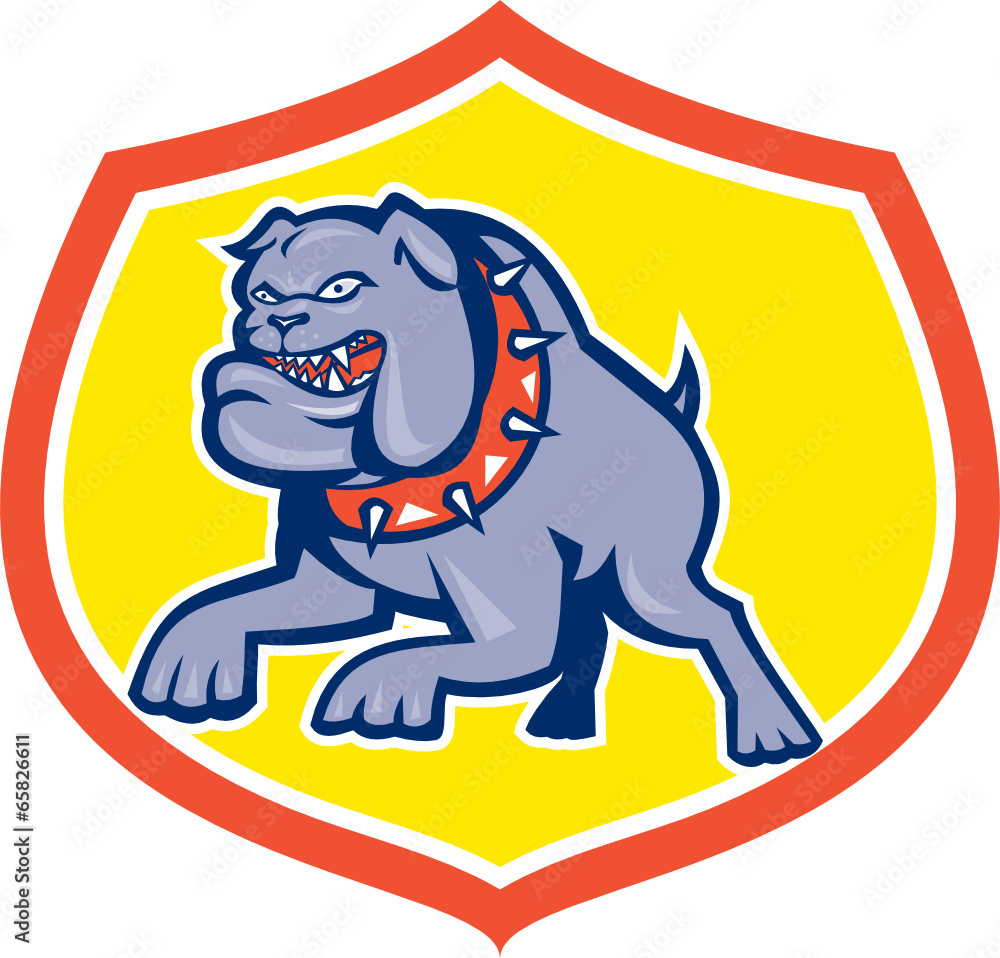 Fototapeta premium Bulldog Dog Mongrel Attacking Retro