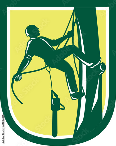 Lumberjack Tree Surgeon Arborist Climbing Retro