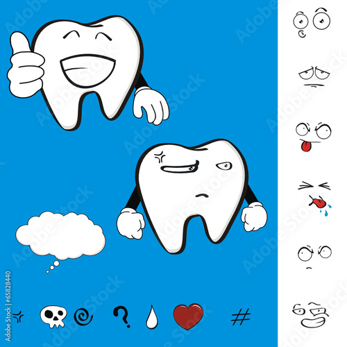 molar dental tooth cartoon set vector expression0