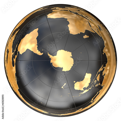 Worldmap in azimuthal projection (Antarctic) photo