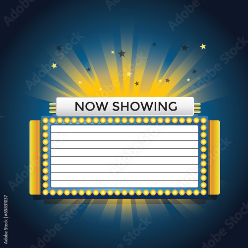 Now showing retro cinema neon sign. EPS10 vector