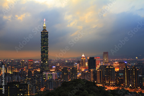 Full view of Taipei  Taiwan evening