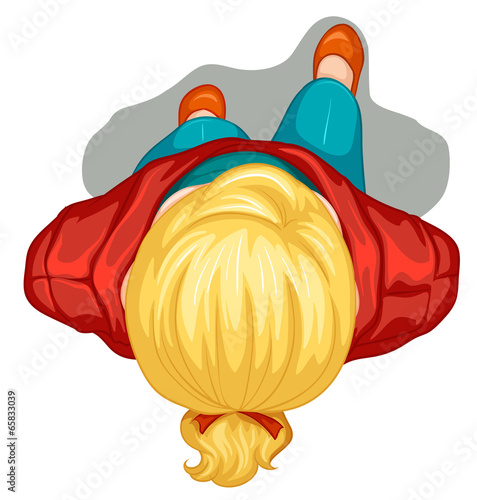 A topview of a woman standing