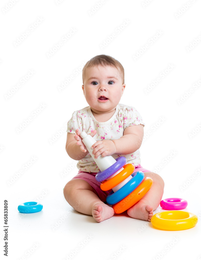 child playing toy isolated on white child playing toy isolated on white
