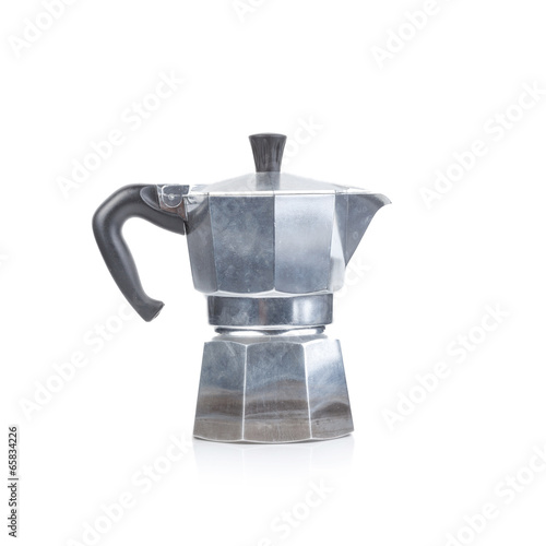 Photography original italian Moka coffee pot isolated on white