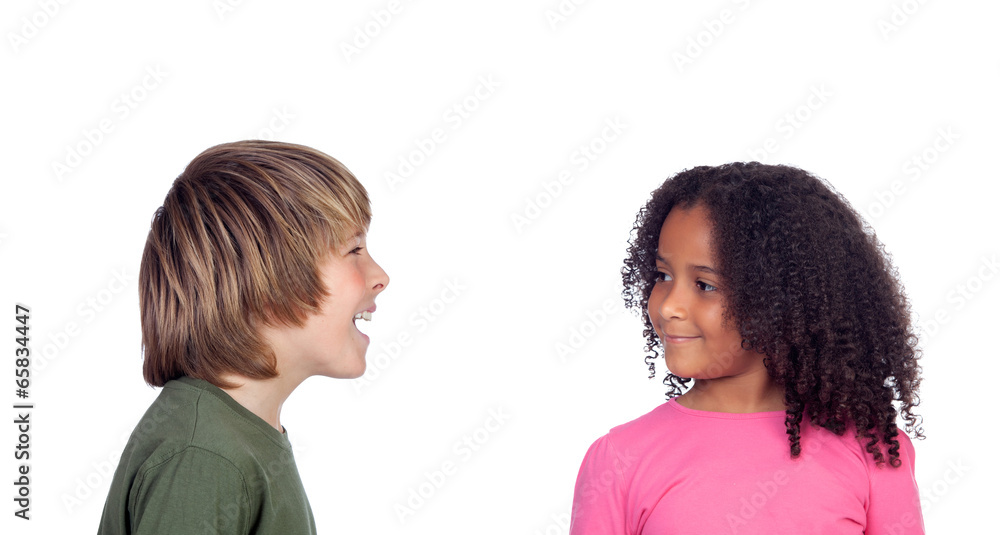 Boy talking with his friend, a beautiful african girl Boy talking with his friend, a beautiful african girl