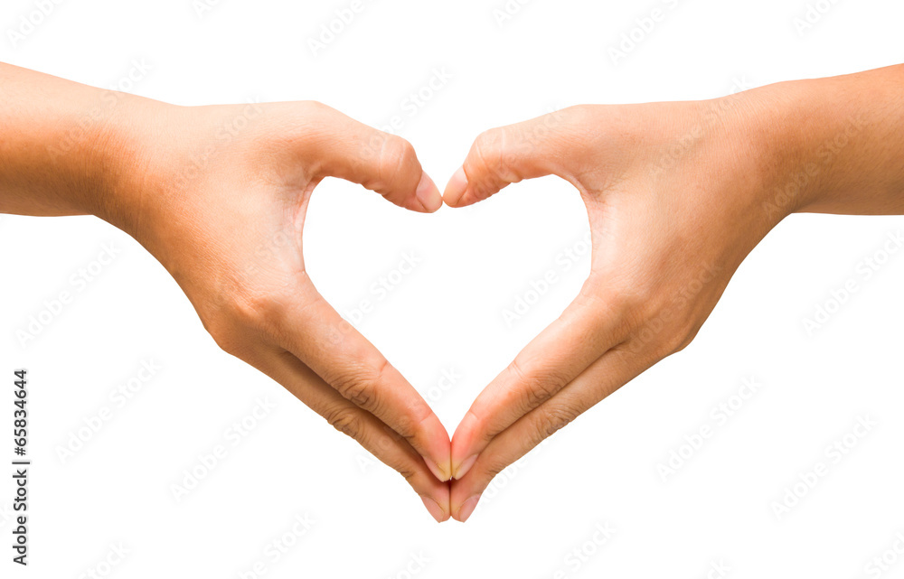 female hand heart shape on the isolated background female hand heart shape on the isolated background