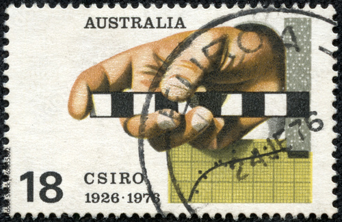 Stamp shows the Survey Rule, Graph, Punched Tape photo