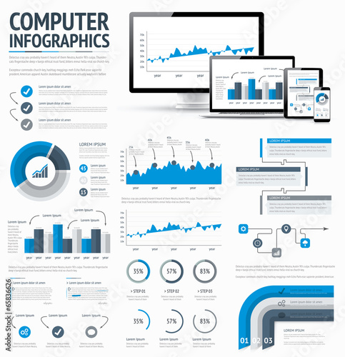 Information technology statistics infographic elements vector