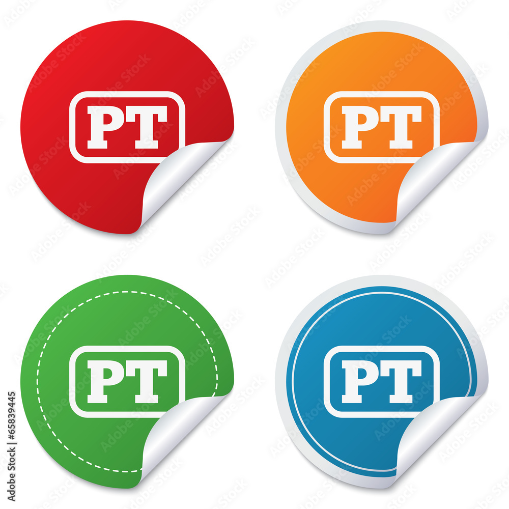Portuguese language sign icon. PT translation Portuguese language sign icon. PT translation