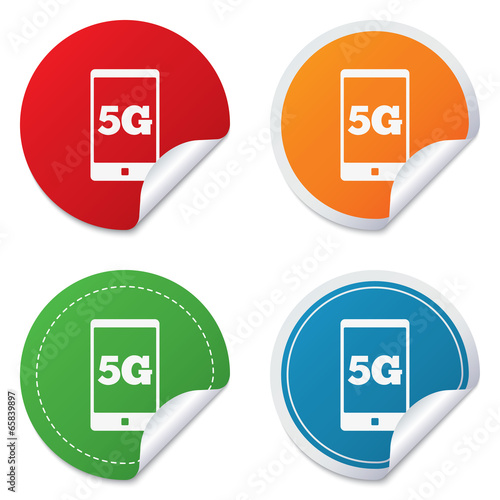 5G sign. Mobile telecommunications technology.