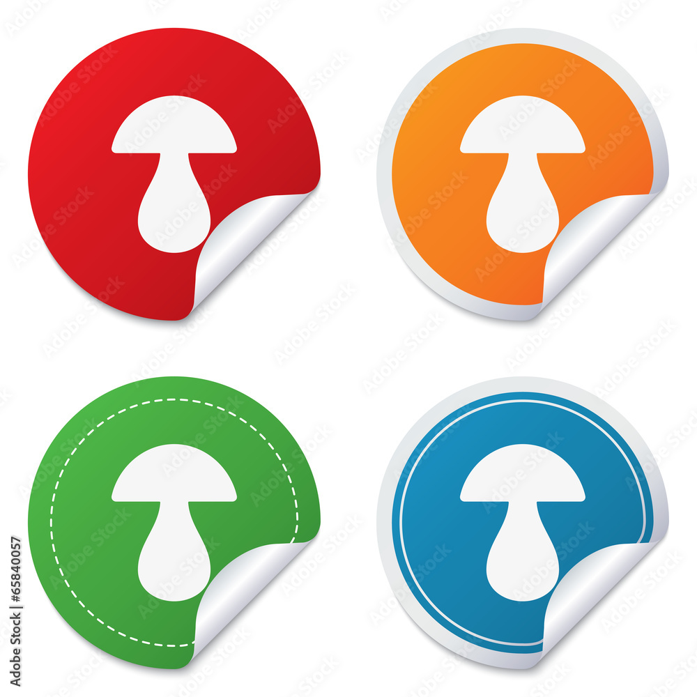 Mushroom sign icon. Boletus mushroom symbol. Mushroom sign icon. Boletus mushroom symbol.