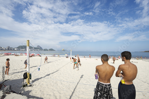 Brazilians Playing Beach Volleyball Rio de Janeiro Brazil Sunset