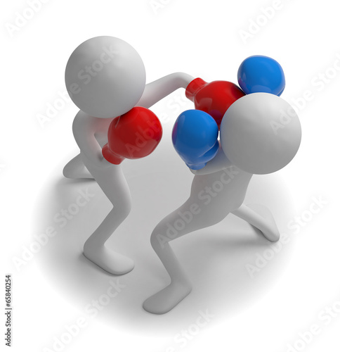 Two funny characters are boxing