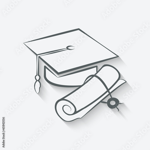 Graduation cap and diploma