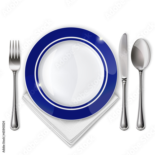 Plate with spoon, knife and fork