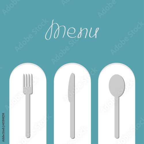 Fork  spoon  knife white arch. Menu card. Flat design