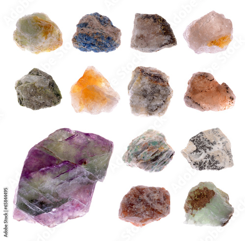 Mineral collection isolated on a white background