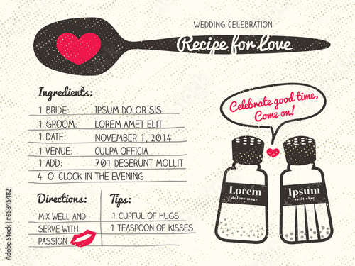 Recipe for Love creative Wedding Invitation