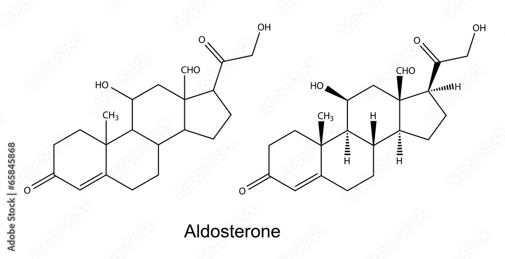 Obraz premium Structural chemical formulas of aldosterone