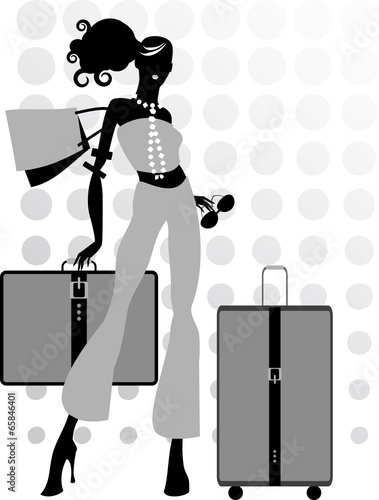 Young woman and suitcase