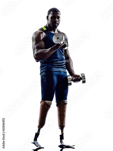 handicapped body builders building weights man with legs prosthe © snaptitude