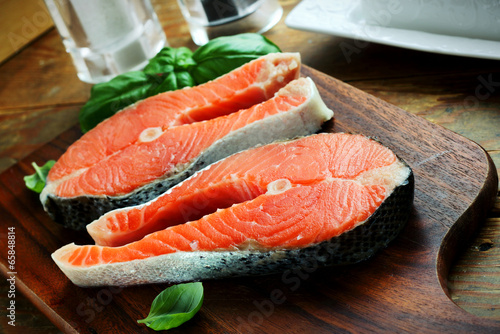 Raw salmon filllets