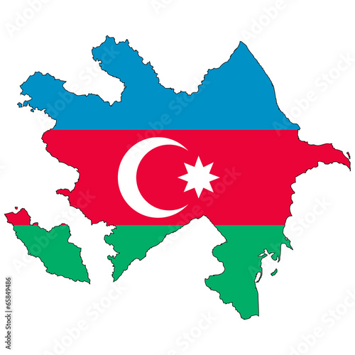 Vector map with the flag inside - Azerbaijan.