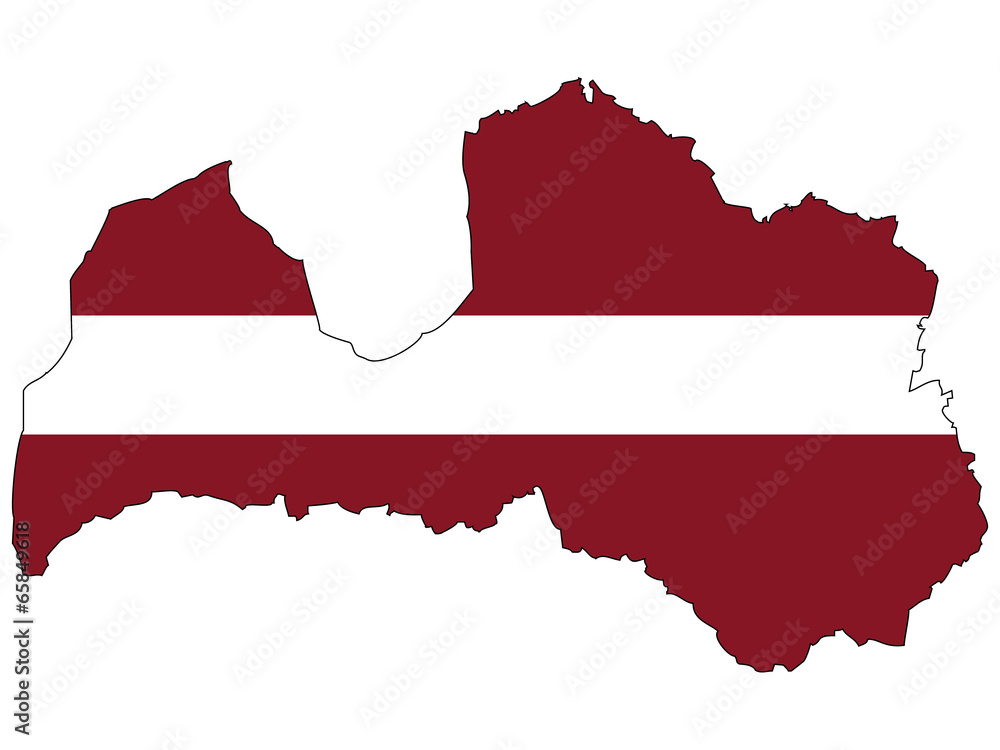 Fototapeta premium Vector map with the flag inside - Latvia.