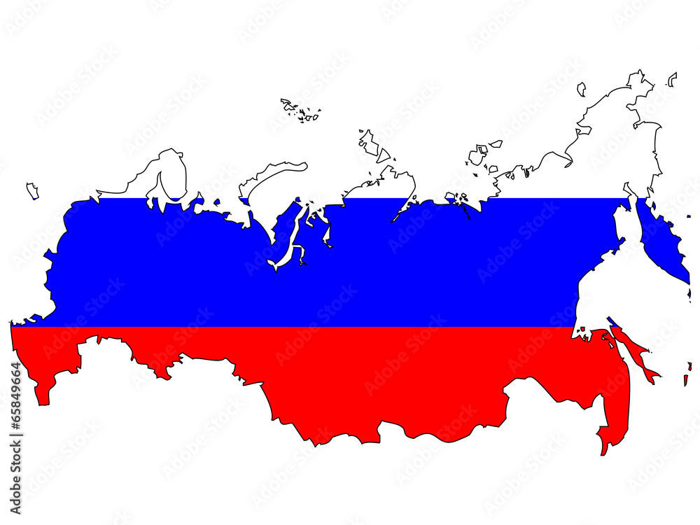 Fototapeta premium Vector map with the flag inside - Russia.