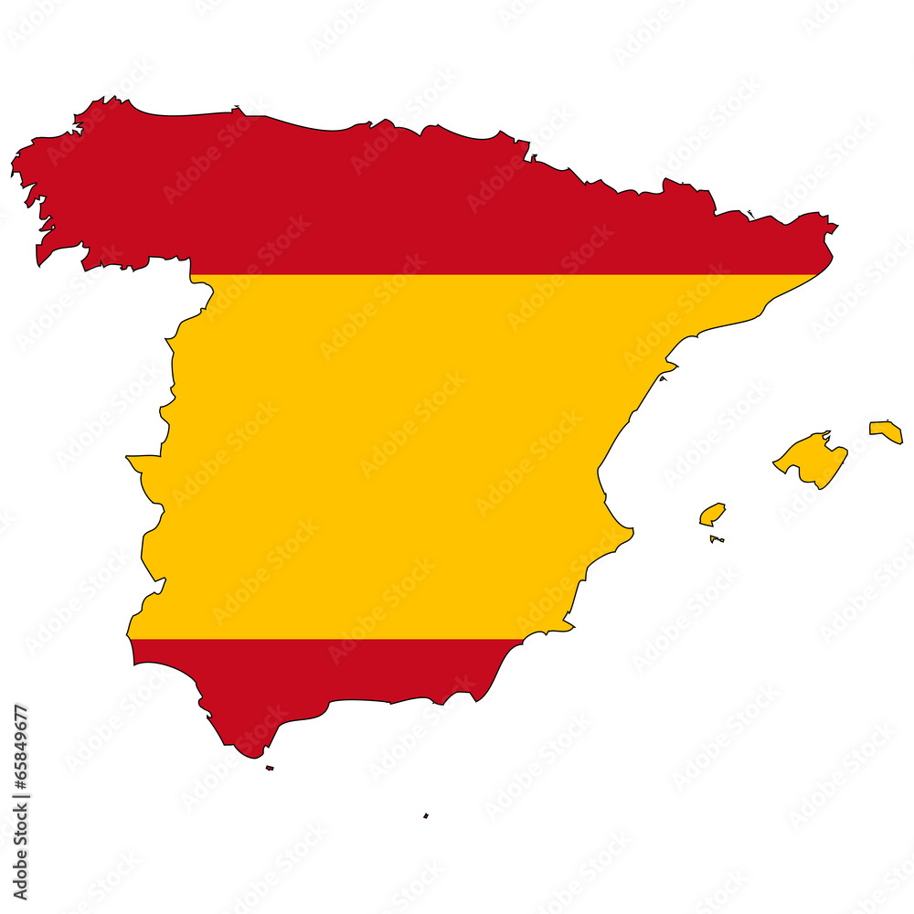 Obraz premium Vector map with the flag inside - Spain.