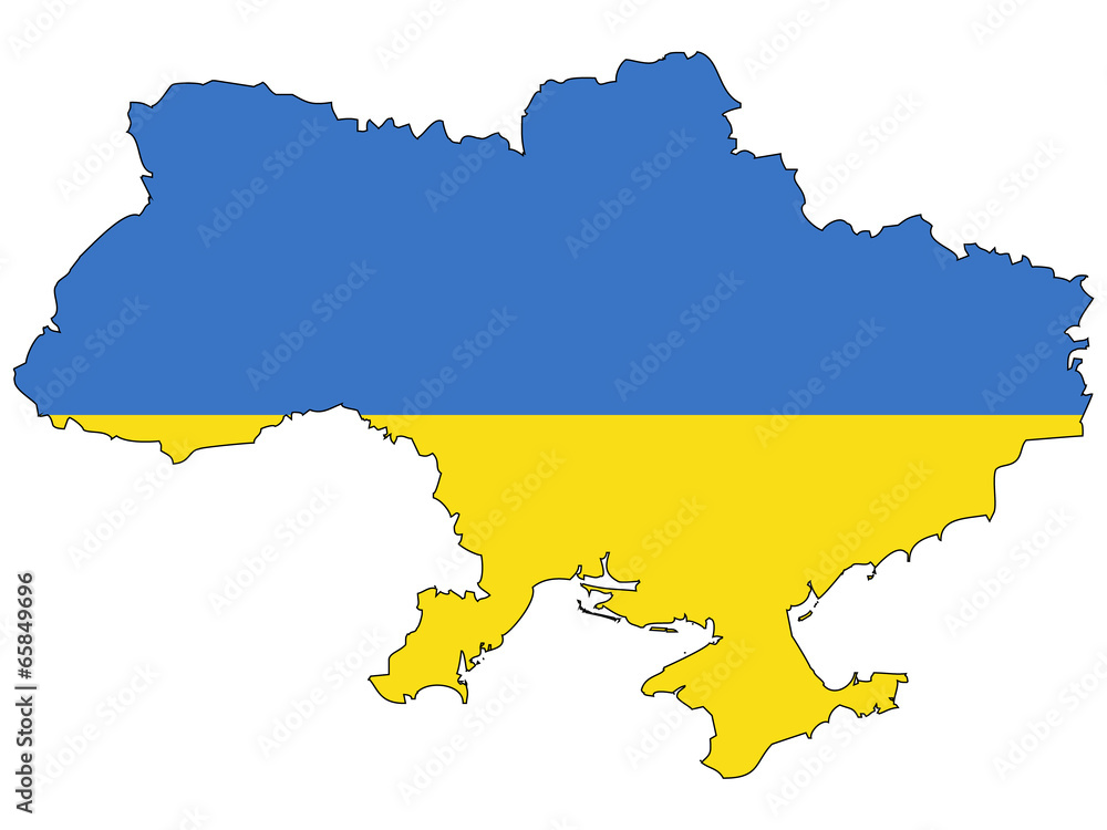 Vector map with the flag inside - Ukraine. Vector map with the flag inside - Ukraine.