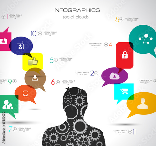 Social Media and Cloud concept Infographic background