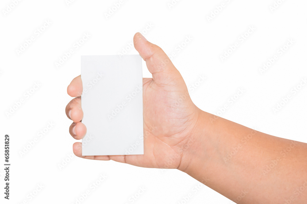 boy hand holding blank card, isolated on white boy hand holding blank card, isolated on white