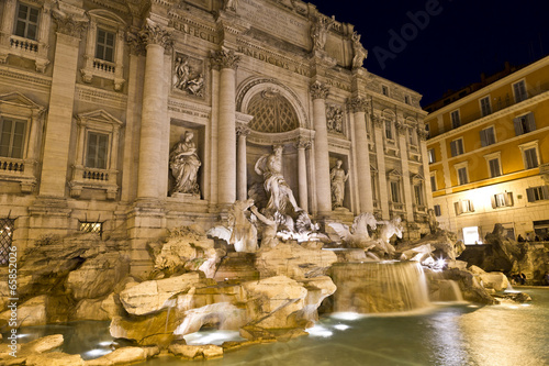 The famous Trevi Fountain at night, Rome, Italy
