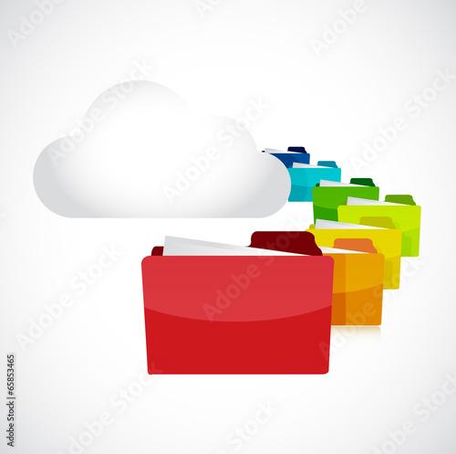 white cloud and set of folders. illustration photo