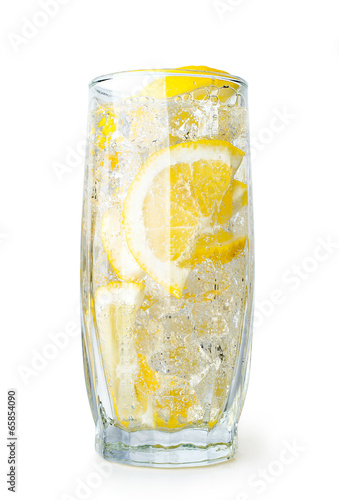 lemon drink with ice cubes