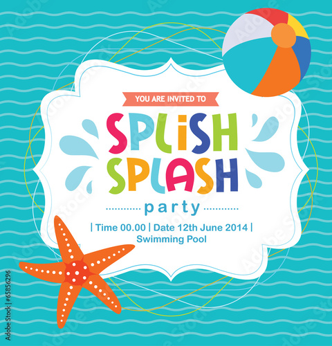 Birthday card invitation summer fun splash pattern vector
