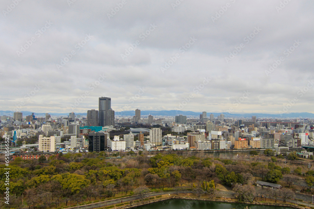 aerial view of Osaka city