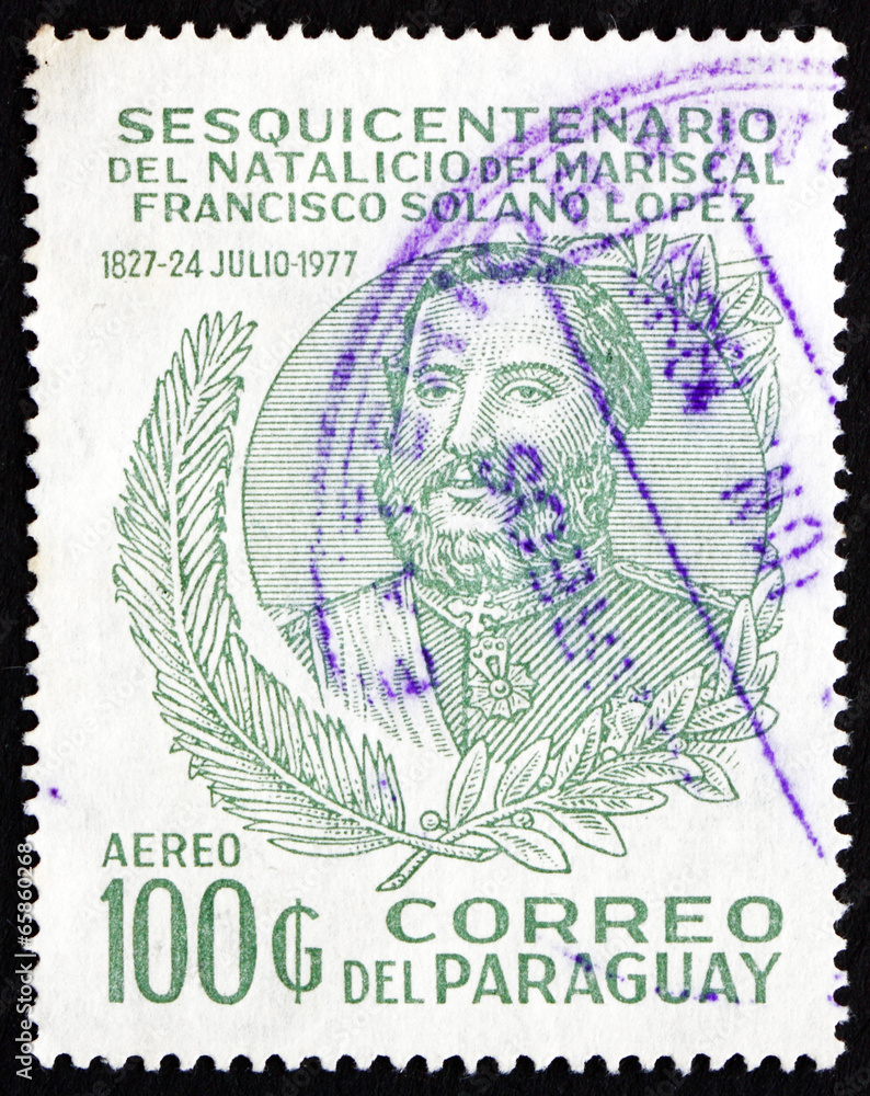 Obraz premium Postage stamp Paraguay 1977 Marshal Francisco Solano Lopez