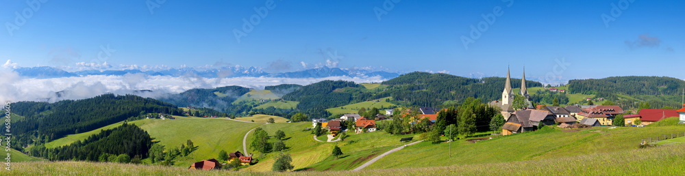 Plakat Panorama Unterkärntner Landschaft bei Diex
