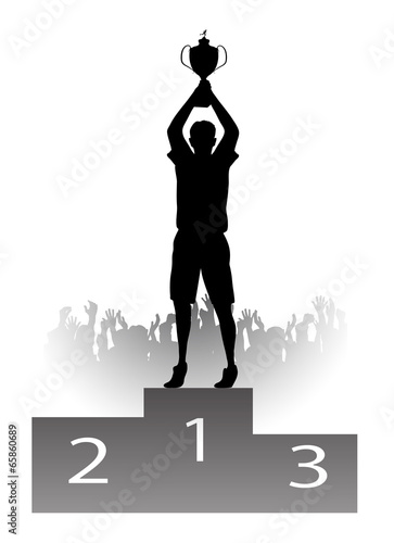 silhouette of the champion on a pedestal