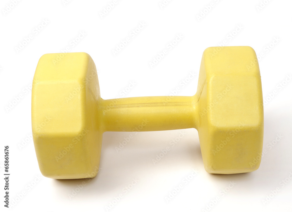 Yellow plastic coated dumbell Yellow plastic coated dumbell