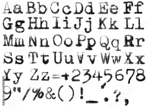isolated typewriter alphabet
