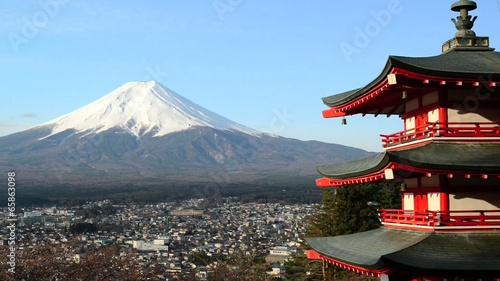 view of Mount Fuji from Chureito Pagoda
