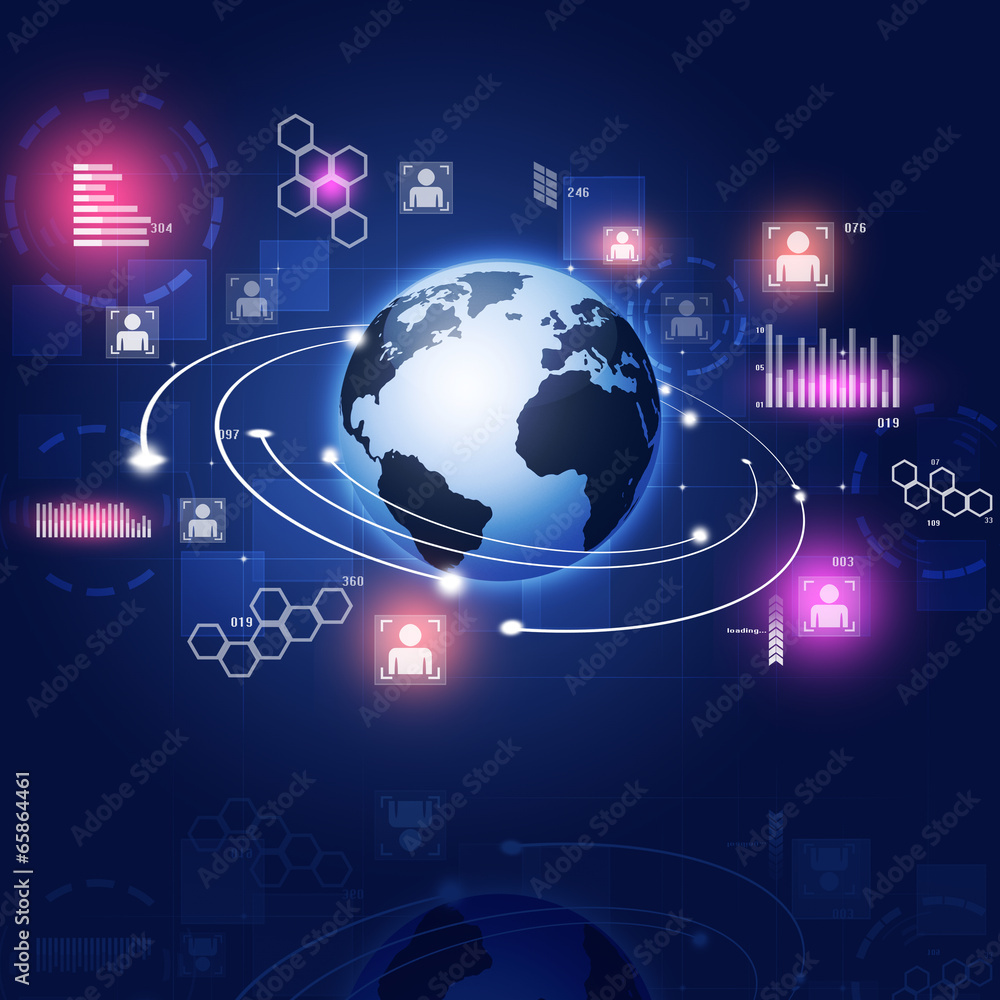Technology Interface Concept Blue Background Technology Interface Concept Blue Background