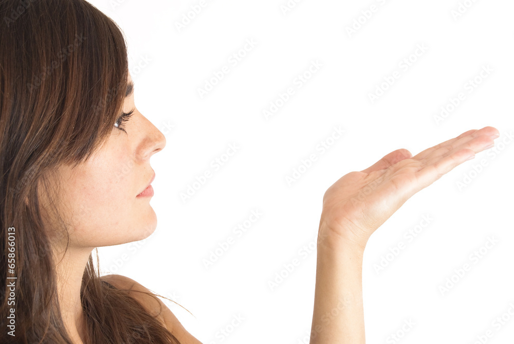 Beautiful Woman With His Open Hand Beautiful Woman With His Open Hand
