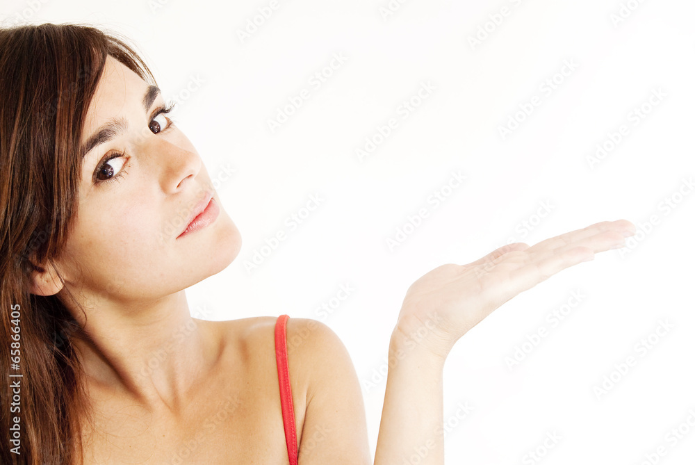 Beautiful Woman With His Open Hand Beautiful Woman With His Open Hand